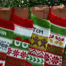 Hand Knitted Christmas Stocking, Home Decor, Personalized Christams Stocking - thumbnail 3
