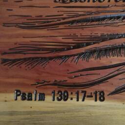 Bible Verse Wall Hanging Made From Natural Live Edge Eastern Red Cedar Artwork & Lettering Engraved & Stained in Walnut - thumbnail 3
