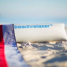 Sandori Beachrelaxer?? Beach Towels Towel With A Removable Head Cushion - Red/Blue Striped 100% Cotton Velour - thumbnail 3