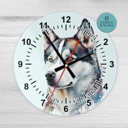 Glass Siberian Husky Wall Clock - Dog Lover Gift - thumbnail 3