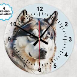 Glass Siberian Husky Wall Clock - Dog Lover Gift - thumbnail 2