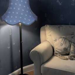 Blue Nautical Anchor Fabric Lampshade Handmade For Table & Floor Standard Lamps Bases, Ceiling Pendant Shades - thumbnail 2