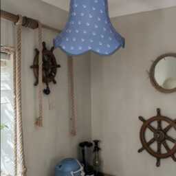 Blue Nautical Anchor Fabric Lampshade Handmade For Table & Floor Standard Lamps Bases, Ceiling Pendant Shades - thumbnail 3