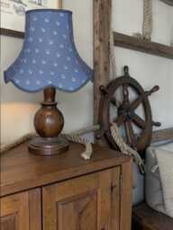 Blue Nautical Anchor Fabric Lampshade Handmade For Table & Floor Standard Lamps Bases, Ceiling Pendant Shades - thumbnail 1