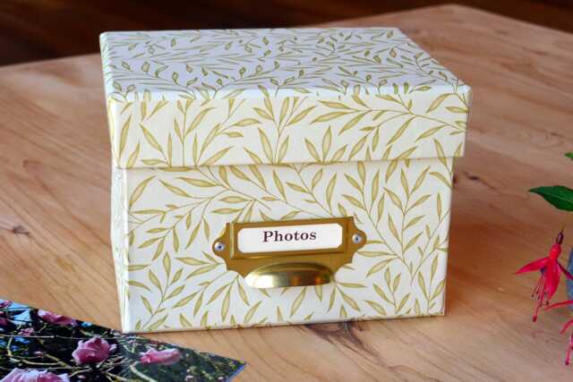 William Morris Photo Box Lily Leaf Gold Design, Handmade in England - image 1