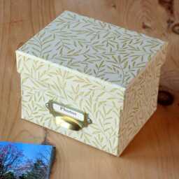 William Morris Photo Box Lily Leaf Gold Design, Handmade in England - thumbnail 3