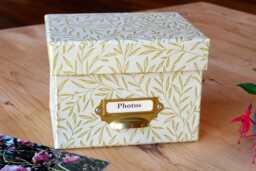 William Morris Photo Box Lily Leaf Gold Design, Handmade in England