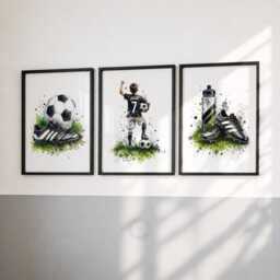 Boys Football Print Set - Personalised Kids Bedroom Decor, Soccer Wall Art Of 3 - thumbnail 2