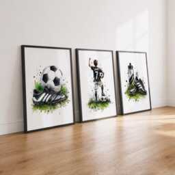 Boys Football Print Set - Personalised Kids Bedroom Decor, Soccer Wall Art Of 3 - thumbnail 3