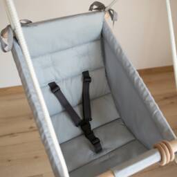 Baby Swing, Schaukel, Indoor Outdoor, Kinderschaukel, Balan??oire, Fabric 2 in 1 Babygift, Babyshower Gift, Handmade Toy Light Grey - thumbnail 3