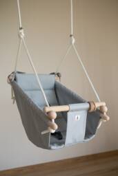 Baby Swing, Schaukel, Indoor Outdoor, Kinderschaukel, Balan??oire, Fabric 2 in 1 Babygift, Babyshower Gift, Handmade Toy Light Grey - thumbnail 1