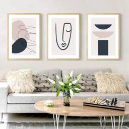 Abstract Wall Prints, Set Of 3 Living Room Print, Bedroom Posters, Neutral Home Decor, Modern Art, Minimalist - thumbnail 3