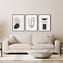 Abstract Wall Prints, Set Of 3 Living Room Print, Bedroom Posters, Neutral Home Decor, Modern Art, Minimalist - thumbnail 2