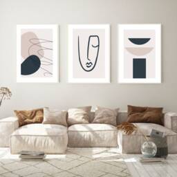Abstract Wall Prints, Set Of 3 Living Room Print, Bedroom Posters, Neutral Home Decor, Modern Art, Minimalist - thumbnail 1
