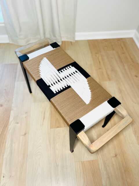 Hand-Woven Entryway Bench Mcm Style End Of Bed & Mudroom Seating - Custom-Made, Multiple Sizes - image 1