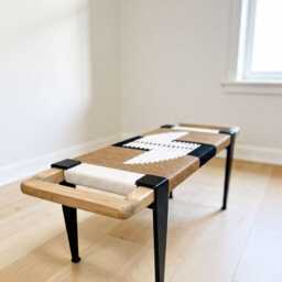 Hand-Woven Entryway Bench Mcm Style End Of Bed & Mudroom Seating - Custom-Made, Multiple Sizes - thumbnail 3