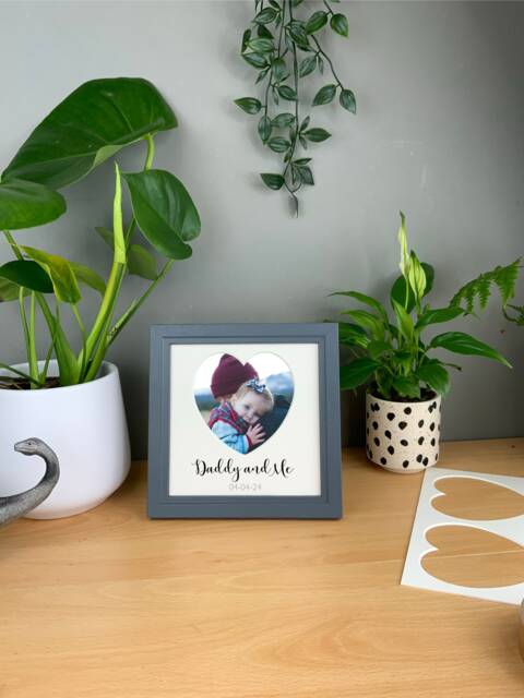 Father's Day Gift, Personalised Family Photo Frame, Desk Picture Daddy & Me, We Love You Dad, Daddy's Girl, I Pops - image 1