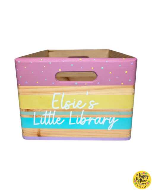 Personalised Spotty Book Box, Hand-Painted Wooden Toy Storage - image 1