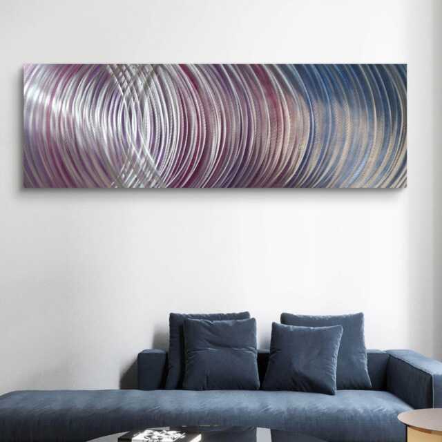 Tension. Modern Abstract Metal Wall Art, Purple Pink Blue Silver. Indoor/Outdoor Decor - image 1