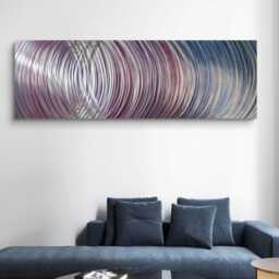 Tension. Modern Abstract Metal Wall Art, Purple Pink Blue Silver. Indoor/Outdoor Decor