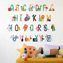 Alphabet Wall Stickers - Fabric Peel & Stick Abc Decals For Kids Bedroom, Nursery, Playroom