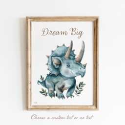 Triceratops Dinosaur Art Print Kids Room Decor - thumbnail 2