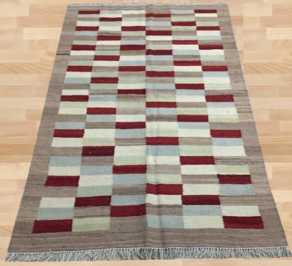 Vintage Afghan Kilim Rug, Handwoven Bohemian Floor Rug - 181 X 108 cm - image 1