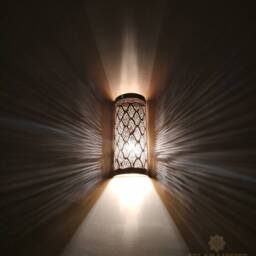 2 Moroccan Brass Wall Sconces Handmade Lampshades - thumbnail 3
