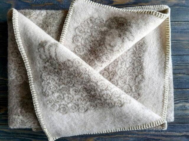 Natural Wool Baby Blanket 90x130cm, Woolen Throw With Sheeps, Pure Wool, Organic Cot Blanket, Soft - image 1