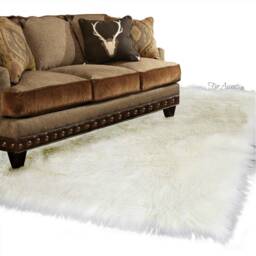 Plush Faux Sheepskin Rug - Shaggy White Fur Accent Rug, Usa Made - thumbnail 4