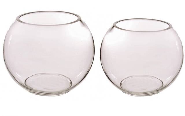 Clear Glass Fishbowl Bubble Round Vases 20cm Wedding Centrepiece Arrangements Floral Fresh Or Artificial -Potpourri -Snowman Displays - image 1