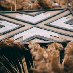 Set Of 3 - Geometric Wood Wall Art Mosaic Boho Decor Wooden Tray Modern Farmhouse Decor Coasters - thumbnail 4