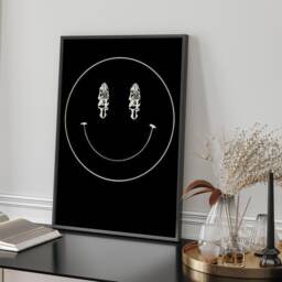 Acid House Smiley Face Wall Art Print, Retro Rave Music Decor, 90S Dance Culture Poster, Club Scene Artwork, Electronic Decor - thumbnail 2