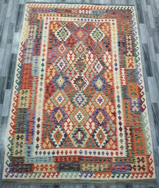 Kilim Rug Classic, Handmade Artisan Afghan Turkish Navajo Natural Wool 302x206 cm - image 1