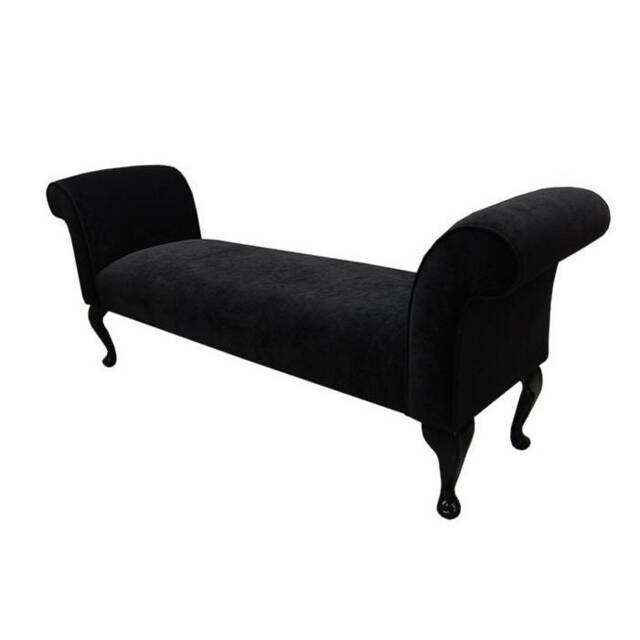 Plush Black Large Window Seat - Traditional Bed End Bench Handmade in Britain - image 1