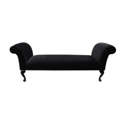 Plush Black Large Window Seat - Traditional Bed End Bench Handmade in Britain - thumbnail 2
