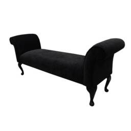 Plush Black Large Window Seat - Traditional Bed End Bench Handmade in Britain - thumbnail 1