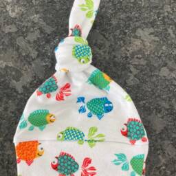 Fish Swaddle Blanket & Newborn Hat Set. Gender Neutral Coming Home Baby Shower Gift. Photo Prop - thumbnail 3