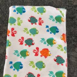 Fish Swaddle Blanket & Newborn Hat Set. Gender Neutral Coming Home Baby Shower Gift. Photo Prop - thumbnail 2