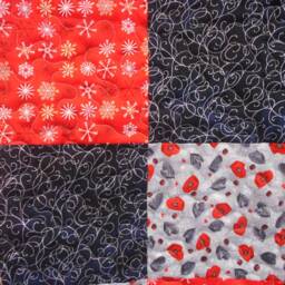 "Handmade Mittens & Snowflakes Throw Quilt Red & Grey Lap Quilt - 48"" X 60" - thumbnail 2