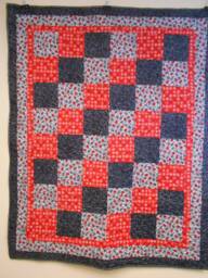 "Handmade Mittens & Snowflakes Throw Quilt Red & Grey Lap Quilt - 48"" X 60" - thumbnail 1