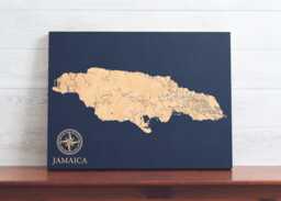 Jamaica Map - Engraved Wood Coastal Chart Wall Art Sign, Beach House Home Decor Island Life Nautical Print, Unique Personalized Family Gift