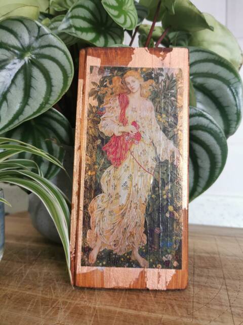 Flora By Evelyn De Morgan Rose Gold Wooden Wall Art - image 1