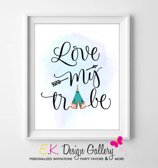 Tribal Wall Art Print Love My Tribe, Boho Home Decor - 8x10, Digital Download - image 1