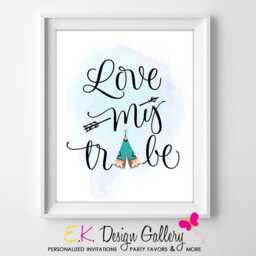Tribal Wall Art Print Love My Tribe, Boho Home Decor - 8x10, Digital Download - thumbnail 3