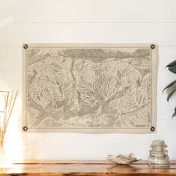 Park City Utah Mountain Map Felt Poster Banner - Vintage Ski Snowboard Mountain Wall Art Gift. Flag Pennant Home Decor. Usa Handmade - thumbnail 3