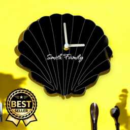 Etched Shell Shaped Clocks - Custom Colours & Woods, Sizes & Personalised Engraving Option - thumbnail 1