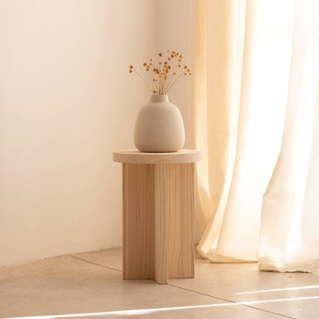 Solid Wood Stool, Handmade - Denia - image 1