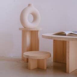 Solid Wood Stool, Handmade - Denia - thumbnail 2
