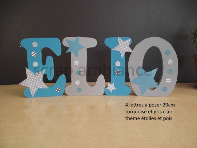 Wooden Letter, First Name, Letter To Put Down, Baby Personalized Birth Gift Star & Polka Dot Theme